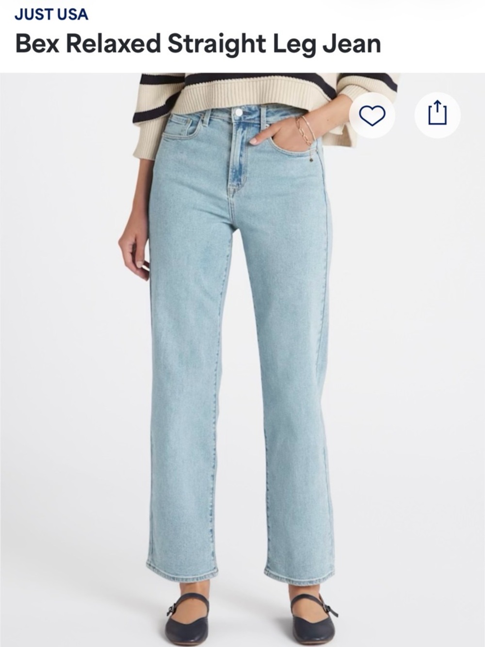 Just USA Pale Blue Straight Leg Relaxed Jeans
